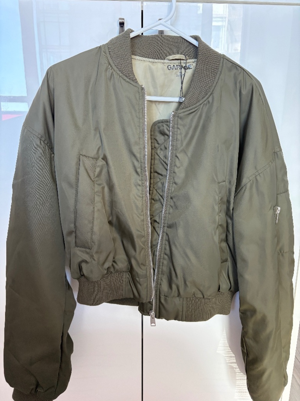 Green bomber jacket for fall in large